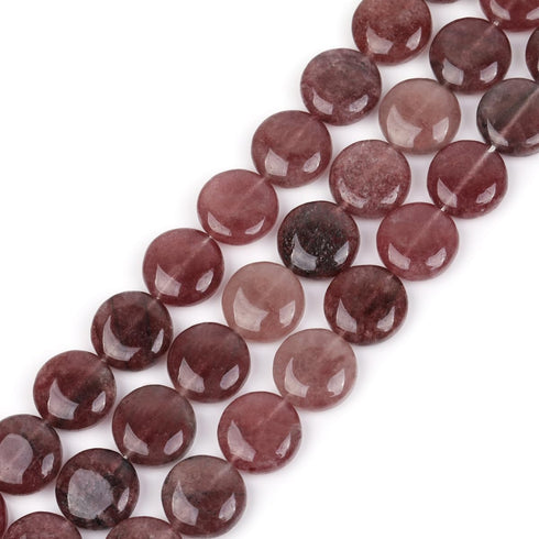 GEM-Inside Natural 20mm Coin Pink Rose Cherry Quartz Gemstone Loose Beads Energy Stone Handmade Beads for Jewelry Making Jewelry Beading Supplies ...