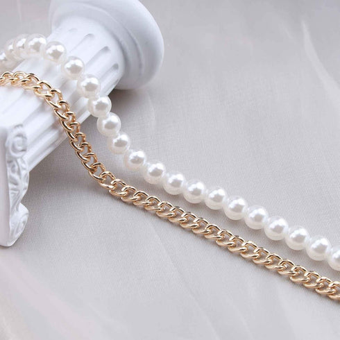 Punk Lock Pendant Necklace Big Pearl Choker Necklace Gold Curb Chain Necklace Vintage Toggle Necklace Choker Jewelry for Women and Girls...
