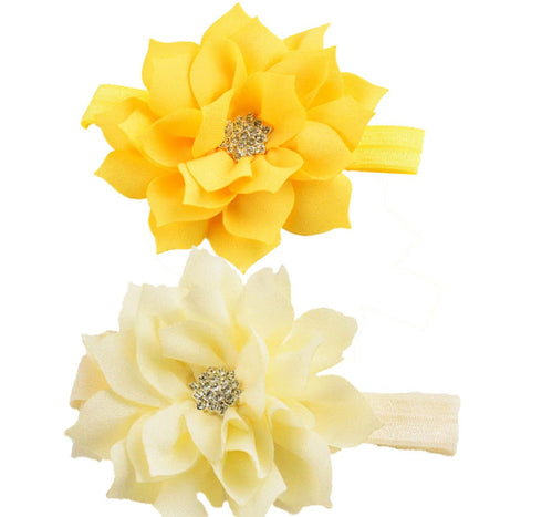 NEW Girl Baby Headbands (8) (Ivory+Yellow)...