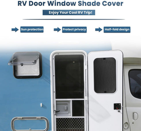 RV Door Window Shade Cover, Sun Blackout Fabric for Camper Privacy Entrance (16 x 25 inch)...