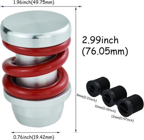 Gear Shifter Knob Spring Car Shift Stick Handle Aluminum for Most Manual Automatic Vehicles (Silver Red)...