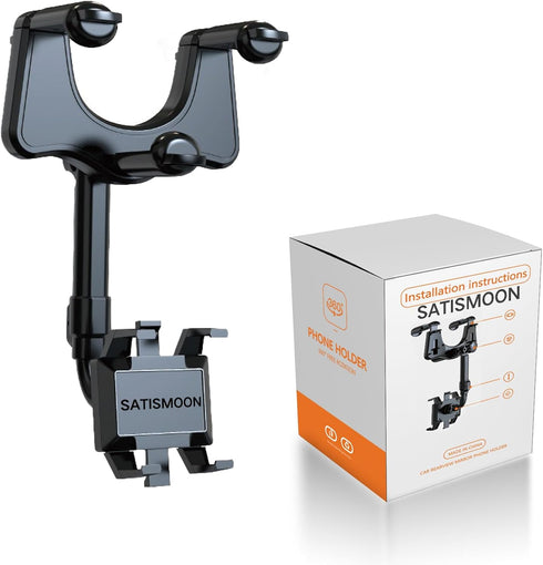 Satismoon™ Car Phone Holder,Multifunctional 360 Rotatable Car Rearview Mirror Phone Holder.Easy to Install and disassemble.Suitable for 3-7.0-inch...