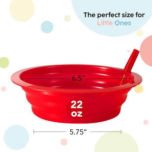 Kids Cereal Bowls with Straws - Set of 6 Plastic Bowl with Straw For kids BPA Free Dishwasher and Microwave Safe - 22 Oz Toddlers Bowls with Built...