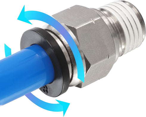 PNEUMATIC Elbow and Straight Combination 1/2 Inch Tube OD x 1/4 NPT Thread Push to Connect Fittings PC-1/2-1/4+PL-1/2-1/4(Pack of 12) (12, 1/2-1/4...