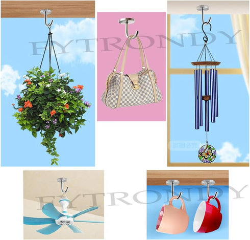 Stainless Steel Screws Mount Ceiling Hooks, Coat Hanger (2 INCH, 4 Pack)...