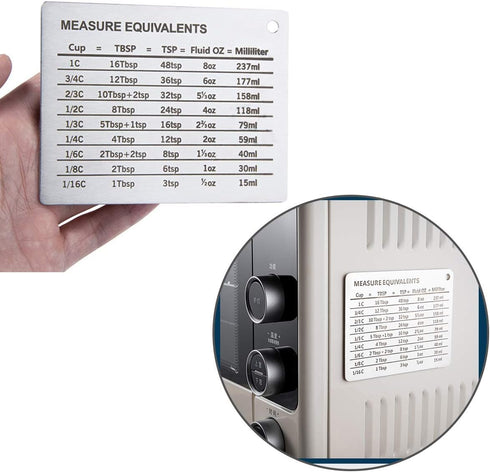 Magnetic Kitchen Baking Conversion Chart,Stainless Steel Conversion Refrigerator Magnet Chart for Cups Tablespoons Teaspoons Fluid Oz Milliliters,...