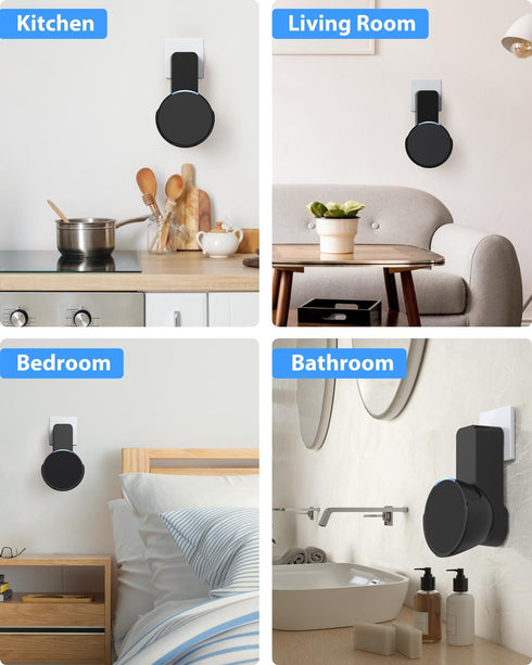 Maxonar Wall Mount for Echo Pop, Echo pop Wall Mount Speaker Holder Stand No Screws No Drill Needed Cable Hidden Storage - Black...