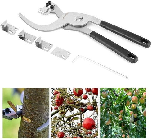 Stainless Steel Fruit Tree Ring Peeler Ring Stripper Scissor Branches Cutter Garden Hand grafting Tools Tree Pruning Shears with 4 Blades of Diffe...