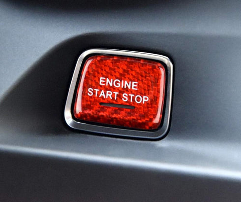 iJDMTOY Gloss Red Real Carbon Fiber Keyless Engine Start/Stop Push Start Button Cover Compatible with 2016-up Chevrolet Camaro...