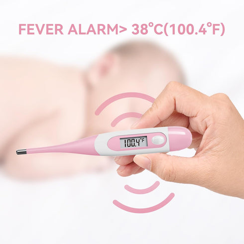 Clinical Digital Thermometer for Adults and Babies, Oral Armpit and Rectal Temperature Thermometer for Fever with Alarm, Flexible Tip...
