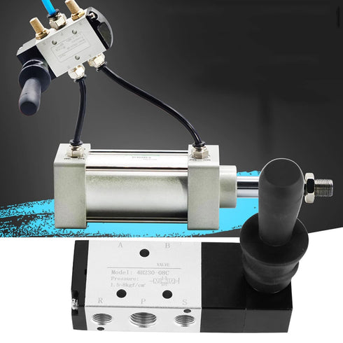 Pneumatic Manual Control Valve 5 Port 3 Position Hand Lever Valve 0~0.8Mpa Pneumatic Air Hand Lever Operated Valve Solenoid Valve, (Inlet PT1/4) (...
