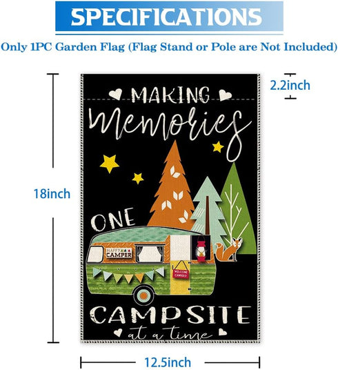 Making Memories Garden Flag, 12 x 18 Inch Double Sided Holiday Yard Outdoor Farmhouse Lawn Decoration Flag, RV Forest Campground Bonfire Camper Ca...
