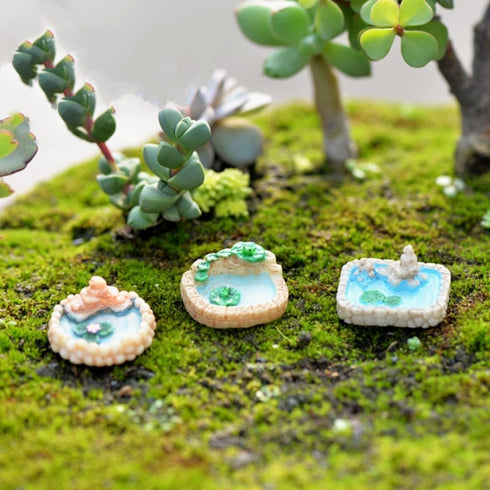 Mosses Miniature Fairy Garden Accessories,Miniature Pond Lawn Garden Ornament Figurines, Mini Lighthouse Water Well Bridge Figurines, Micro Landsc...