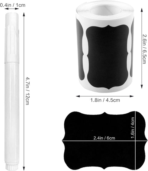 Chalkboard Labels, 120 Pcs Black Reusable Waterproof Labels Stickers with 2 White Chalk Markers, Kitchen Pantry Sticker Labels for Containers, Mas...