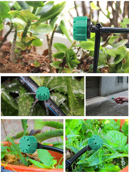 100Pcs 360 Degree Adjustable Irrigation Drippers Sprinklers, 1/4 Inch Emitters Drip for Watering System(Green)...