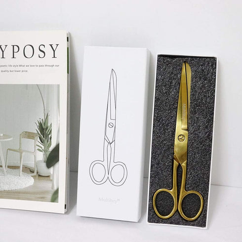 MultiBey Gold Scissors 7" Tailor Fabric Paper Cutting Tools Craft Scissors Shears Heavy Duty Copper Straight Recycled Home Office Scissors Cutter...
