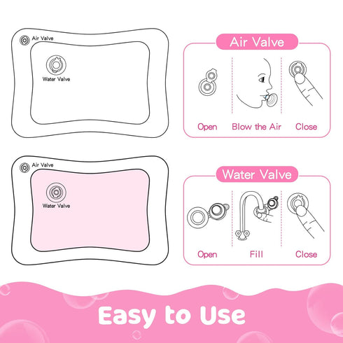 Tummy Time Water Mat for Girl, Water Play Mat for Babies Inflatable Tummy Time Water Play Mat for Infants and Toddlers 3 to 12 Months Promote Deve...