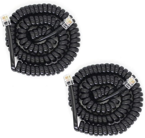 Telephone Handset Cord Detangler Cable Pure-Copper Coiled 1.2 to 10 Feet Uncoiled Landline Phone Spiral Curly Cable Extension Modular Wire Lead St...