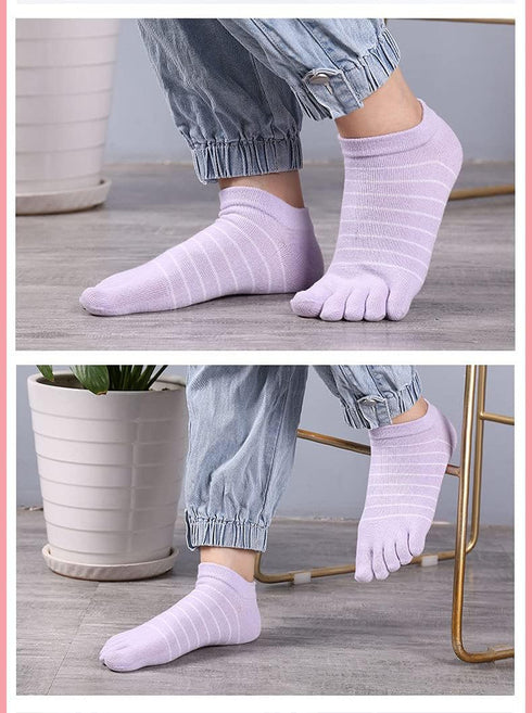 Toe Socks, 5 Pairs Women's Toe Socks for Running Cotton Five Finger Socks Athletic Walking...