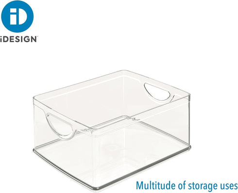 iDesign Recycled Plastic Cabinet and Pantry Storage Bin with Integrated Handles – 10” x 8” x 5”, Clear Bin...
