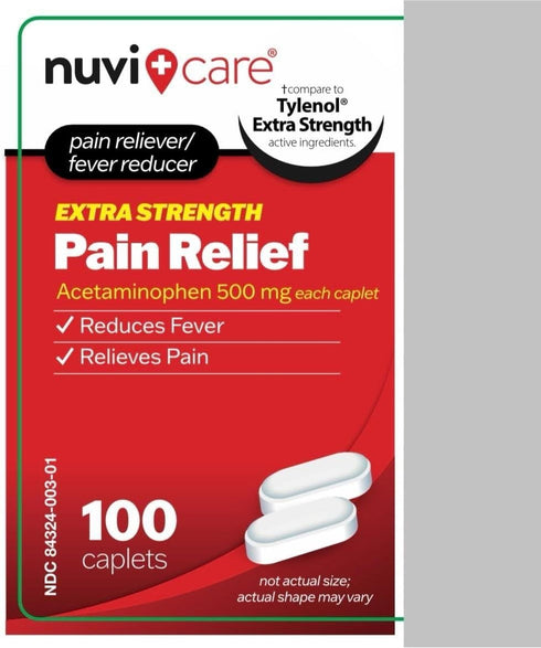 Extra Strength Pain Relief Acetaminophen 500mg 100 Tablets...