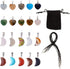 FASHEWELRY 20Pcs Random Crescent Moon Heart Chakra Stone Pendants Healing Crystal Gemstone Charms & 20Pcs Black Waxed Cotton Necklace Cord & 1Pc V...