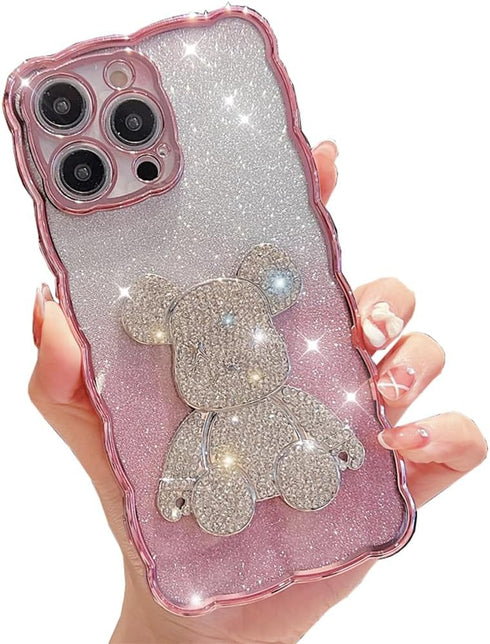 Compatible with iPhone 15 Pro Max Cute Case,Sparkle Diamond Rhinestone Design Bear with Separated Glitter Paper, Luxury Shiny BlingSoft Shockproof...