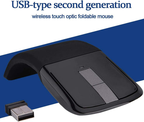 Foldable Wireless Touch Mouse, Arc Touch Mouse Mice with 143 Receiver for PC Laptop Smart TV, Stylish Appearance(Black)...
