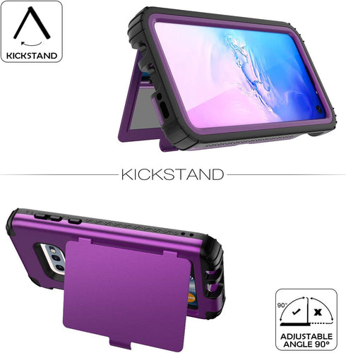 WeLoveCase Galaxy S10e Wallet Case Built in Screen Protector S10e Defender Wallet Card Holder Cover with Hidden Mirror 3 Layer Shockproof Heavy Du...