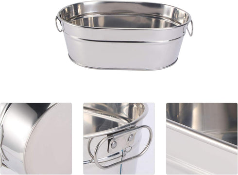 DOITOOL Galvanized Tub Galvanized Metal Tub, Beverage Tub for Parties, Galvanized Drink Tub Ice Bucket Oval Storage Bucket Ice Tub, 8.84x6.01x3.14...