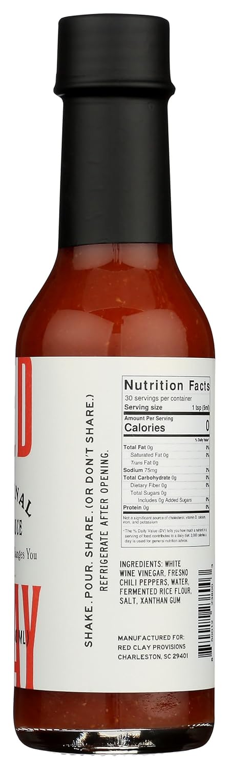 Original Hot Sauce by Red Clay Hot Sauce, Southern Style Condiment and Marinade, Gluten Free, Sugar Free, Keto Friendly, Sustainably Sourced, Mild...