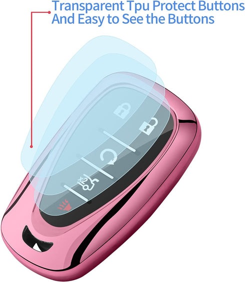 Sindeda for Chevrolet Key Fob Cover With Keychain Soft TPU Full Protection Key Shell Case Compatible with Chevrolet 2016-2024 Chevy Malibu Camaro ...