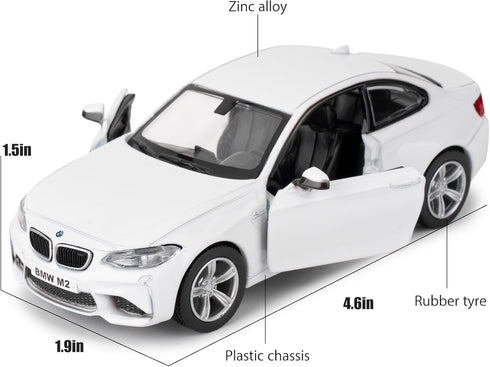 1:36 BMW M2 Toy Car, Diecast Pull Back Model Car, Collection Kids Toy for Aged 3 and up, Gift White...