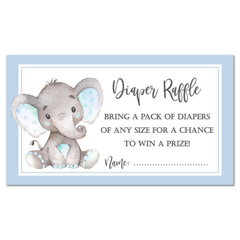 InvitationHouse 48 Watercolor Elephant Baby Shower Raffle Cards (Blue)...