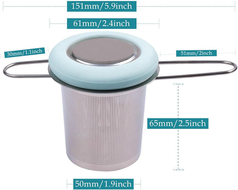 Fenshine Tea Infuser Stainless Steel Tea Strainer Folding Handle Tea Filter Extra Fine Mesh Strainer Brewing Basket with Lid for Loose Leaf Tea (L...