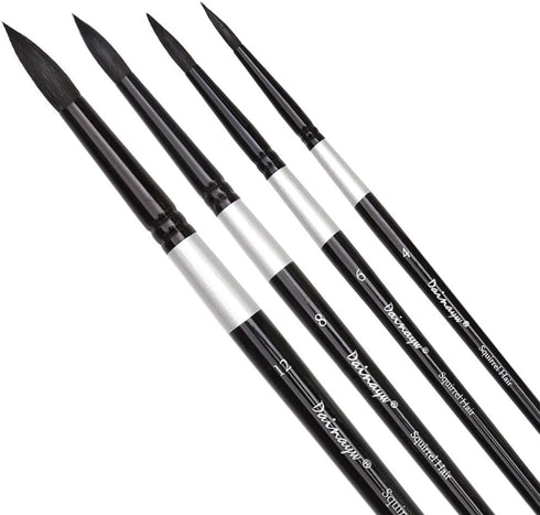 Dainayw Round Watercolor Paint Brushes 4Pcs Squirrel Hair Professional Brush for Artist Painting Watercolors, Acrylics, Inks,Gouache and Tempera, ...