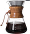Pour Over Coffee Maker with Reusable Stainless Steel Drip Filter, Lead-Free Borosilicate Glass Coffee Carafe with Modern Wooden Collar for 1-6Cup,...