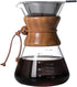 Pour Over Coffee Maker with Reusable Stainless Steel Drip Filter, Lead-Free Borosilicate Glass Coffee Carafe with Modern Wooden Collar for 1-6Cup,...
