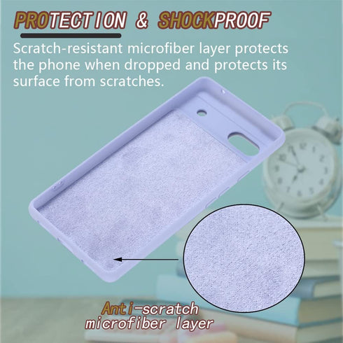 for Google Pixel 7A 2023 Case,Slim Liquid Silicone Rubber Shockproof Phone Cover with Wrist Strap Soft Anti-Scratch Microfiber Lining Protection C...