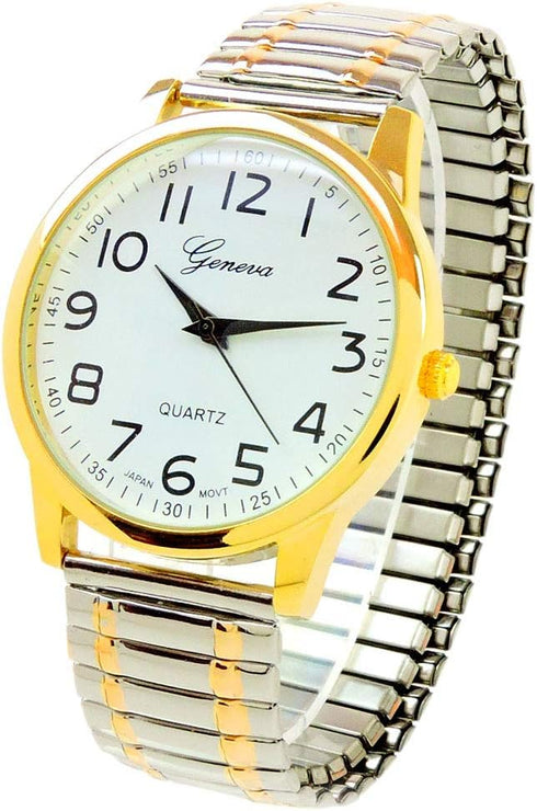 2Tone Large Face Easy to Read Stretch Band Watch...