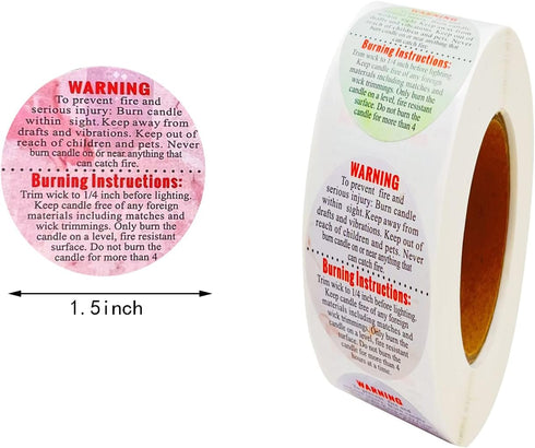 1000 Pcs Candle Warning Labels,1.5 Inch Candle Safety Stickers for Candle Making DIY Candle Jars, Multicolor...
