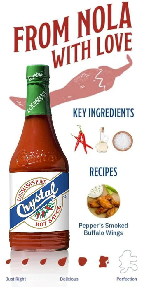 Crystal Hot Sauce 12oz (Pack of 2) - Louisiana's Pure Hot Sauce, Original Flavor - Low Fat - Low Sodium - Perfect for Spicing Up Sandwiches, Soups...