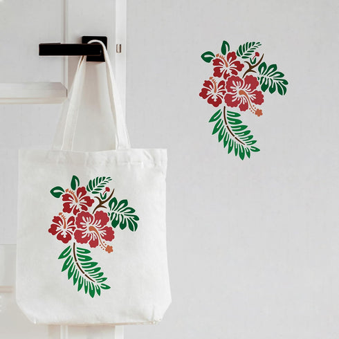 FINGERINSPIRE Flowers Leaf Stencil A4 Size Hawaii Flower Stencil Rectangle Hibiscus Flowers Stencil Reusable DIY Stencil Template for Walls and Cr...
