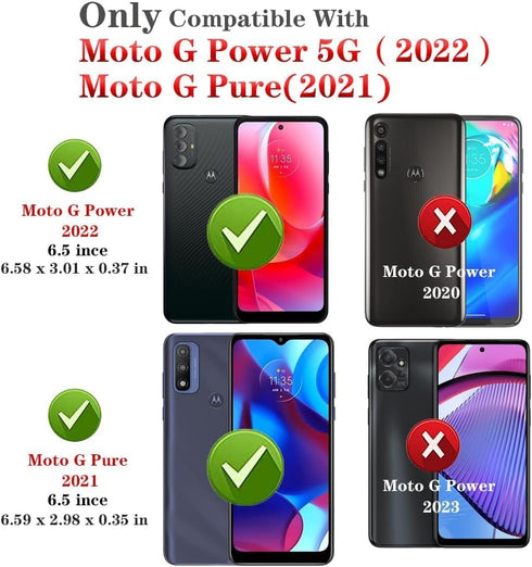 for Moto G Pure Phone Case, Moto G Power 2022 Case with HD Screen Protector, Military Grade Protective Cases with Ring for Moto G Pure (Golden)...