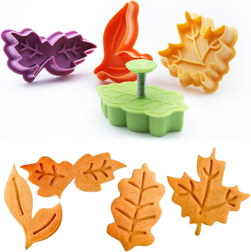 Cake Leaves Baking Pie Crust Cutters Set of 4 Random Color...