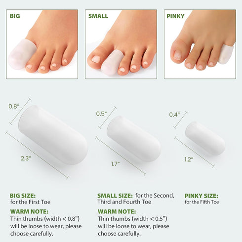 Silicone Toe Protectors - 12 Pack Gel Toe Sleeves Toe Protectors - Toe Caps with Aloe Vera Essential Oils - Toe Cushions for Pain Relief, Toe Prot...