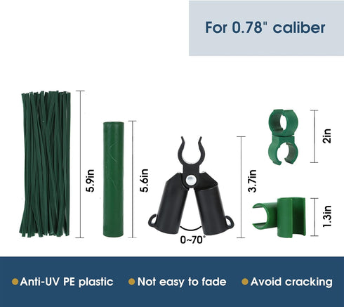 Adjustable Plant Trellis Connectors, Plastic Garden Stakes Clips for 0.78 inch Diameter Poles Connecting Joints for Tomato Cage Cucumber Teepee Cl...