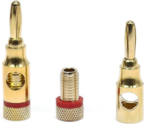 Monoprice 109437 5PRJX74047 Gold Plated Speaker Banana Plugs – 5 Pairs – Open Screw Type, For Speaker Wire, Home Theater, Wall Plates And More...