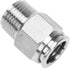 Push to Connect Fitting - 304 Stainless Steel Male Straight 1/2" Tube OD x 3/8" NPT Thread Pneumatic Push Lock Fitting (Pack of 5)...