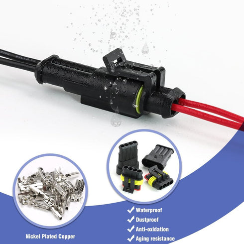 26 Sets 355Pcs Automotive Waterproof Wire Connectors - Male/Female 1/2/3/4 Pin - for Cars, Motorcycles & Boats - 22-16 AWG...